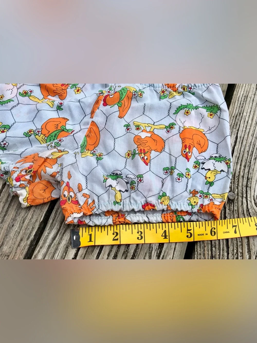 Vintage 80s Girls 2 Piece Matching Chicken Coop Outfit Swing Top Bloomers